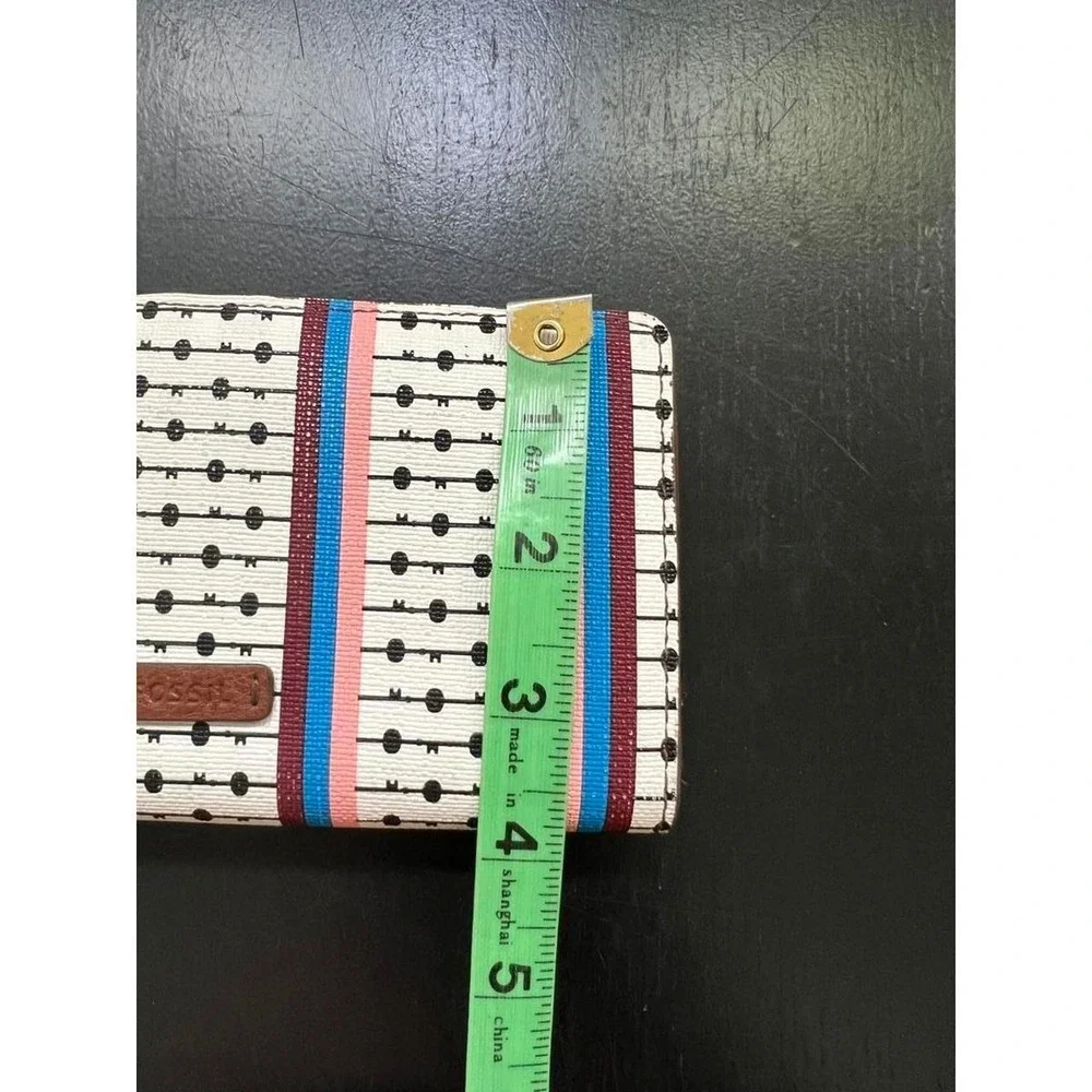 Fossil Wallet Multi Color Striped Polka Dot Bifold Clutch OS